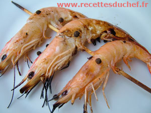 brochettes crevettes