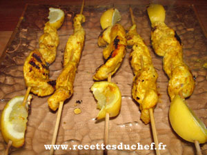 brochettes poulet epices