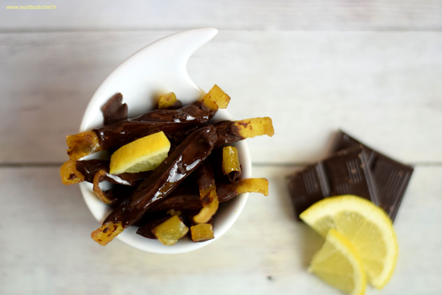 zeste de citron confit au chocolat