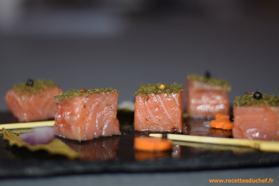 cube de saumon marine