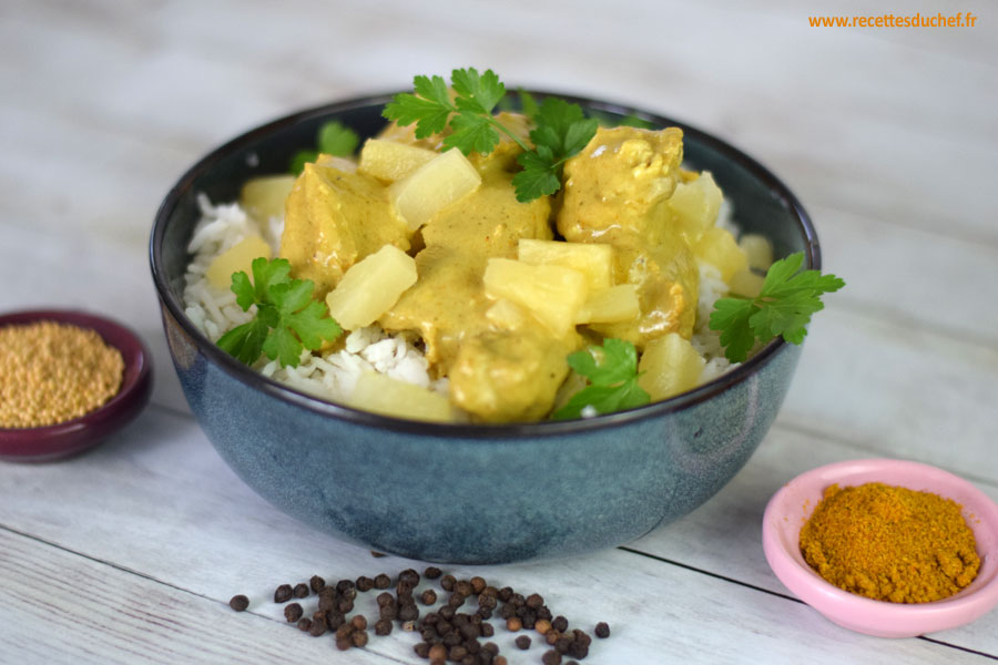 Porc au curry ananas et coco