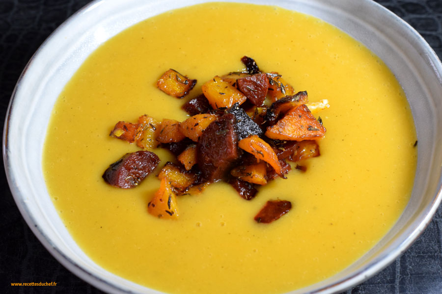 soupe de courge butternut au chorizo