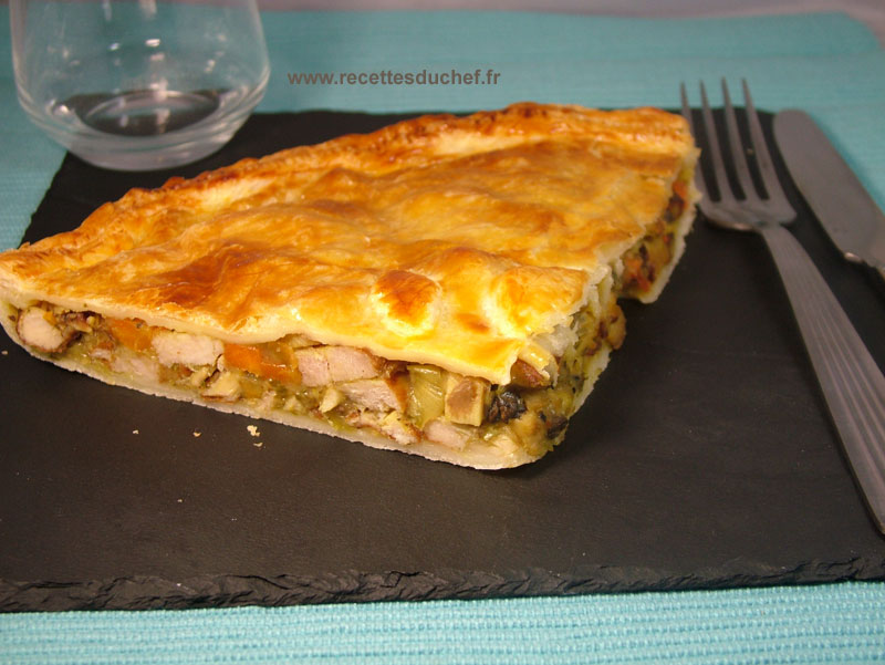 tourte poulet champignons